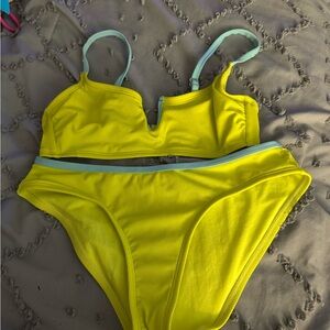 No Boundaries Yellow and Light Blue Bikini